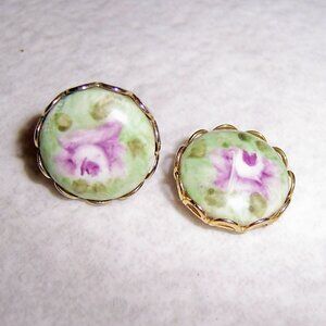 Vintage Cottagecore Purple Rose Stud Earrings